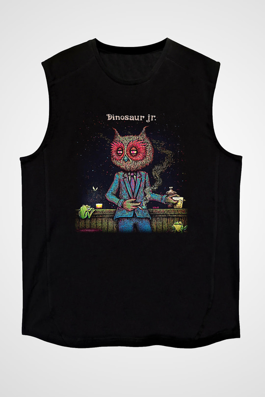 Dinosaur Jr Baskılı Unisex Siyah Kolsuz Tişört - Tshirt