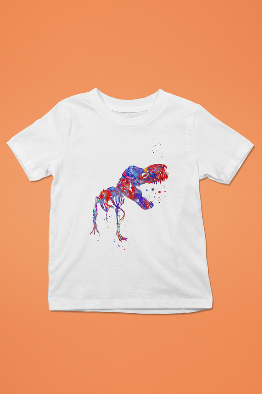 Dinozor Beyaz Unisex Çocuk Tişört