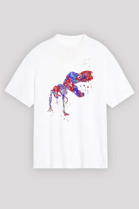 Dinozor Beyaz Unisex Tişört T-Shirt - TişörtFabrikası
