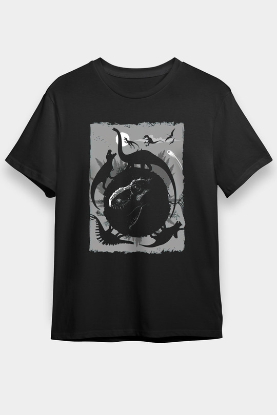 Dinozor Siyah Unisex Tişört T-Shirt - TişörtFabrikası