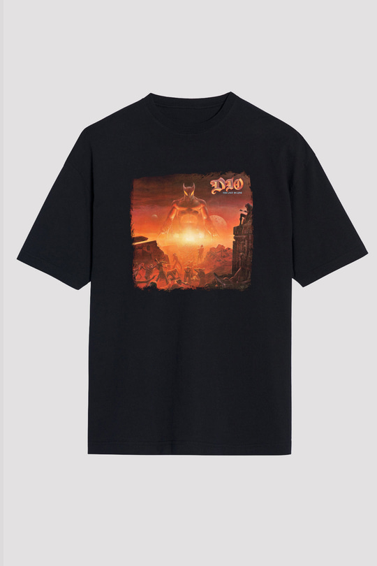 Dio Baskılı Unisex Siyah Oversize Tişört