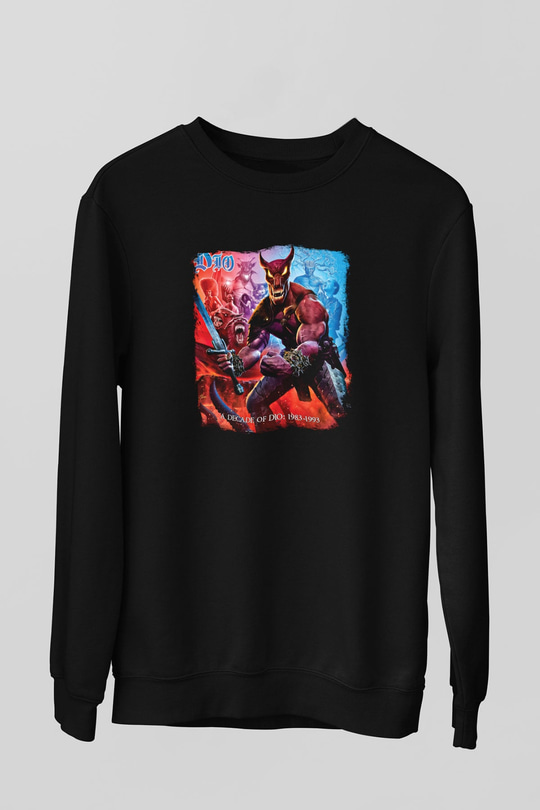 Dio Baskılı Unisex Siyah Sweatshirt