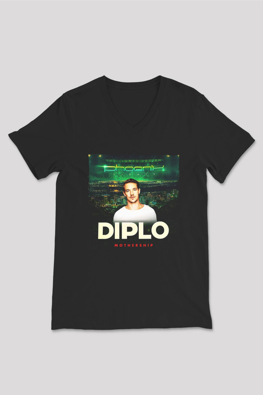 Diplo Siyah Unisex V Yaka Tişört