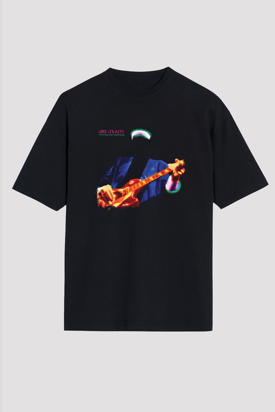 Dire Straits Baskılı Unisex Siyah Oversize Tişört