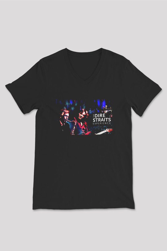 Dire Straits Siyah Unisex V Yaka Tişört T-Shirt