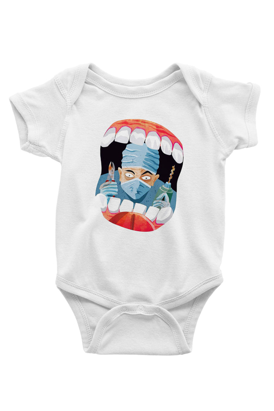 Diş hekimi Baskılı Beyaz Unisex Bebek Body - Zıbın