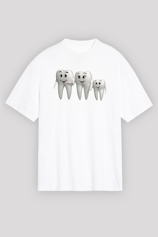 Diş hekimi Beyaz Unisex Oversize Tişört T-Shirt