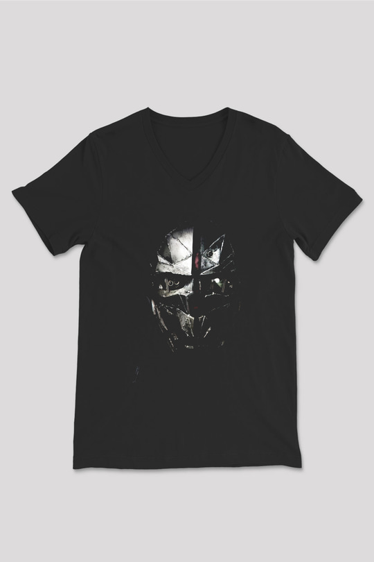 Dishonored 2 Siyah Unisex V Yaka Tişört T-Shirt