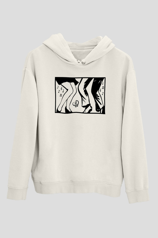 Disko Beyaz Unisex Hoodie