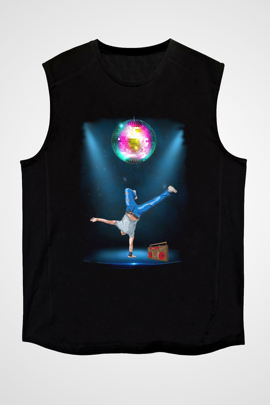 Disko Siyah Unisex Kolsuz Tişört