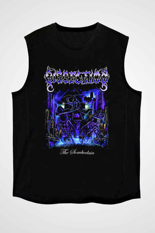 Dissection Baskılı Unisex Siyah Kolsuz Tişört - Tshirt