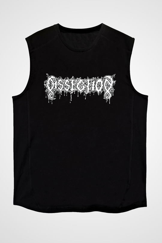 Dissection Baskılı Unisex Siyah Kolsuz Tişört - Tshirt