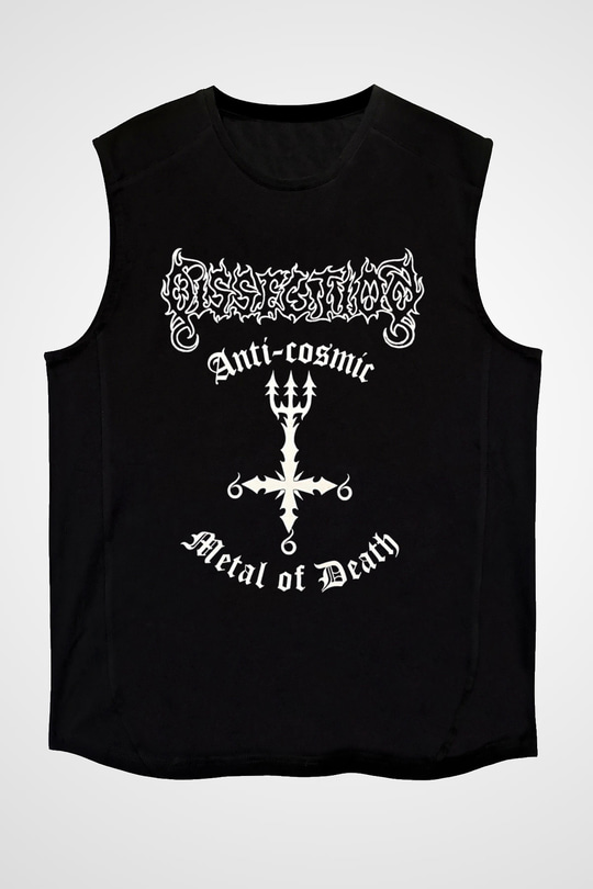 Dissection Baskılı Unisex Siyah Kolsuz Tişört - Tshirt