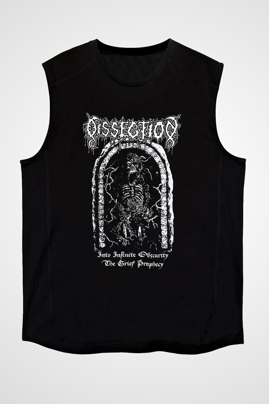 Dissection Baskılı Unisex Siyah Kolsuz Tişört - Tshirt