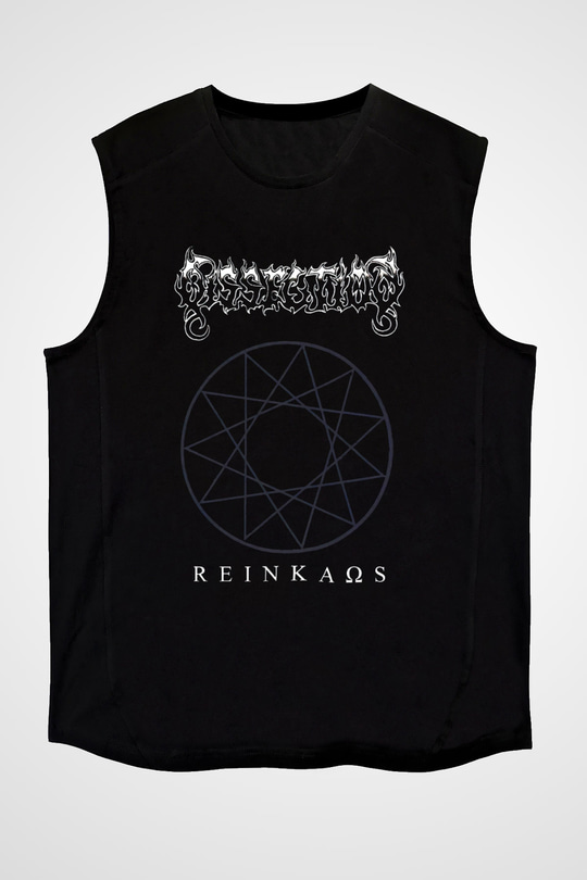Dissection Baskılı Unisex Siyah Kolsuz Tişört - Tshirt
