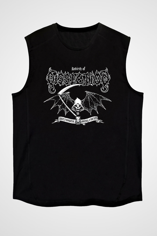 Dissection Baskılı Unisex Siyah Kolsuz Tişört - Tshirt