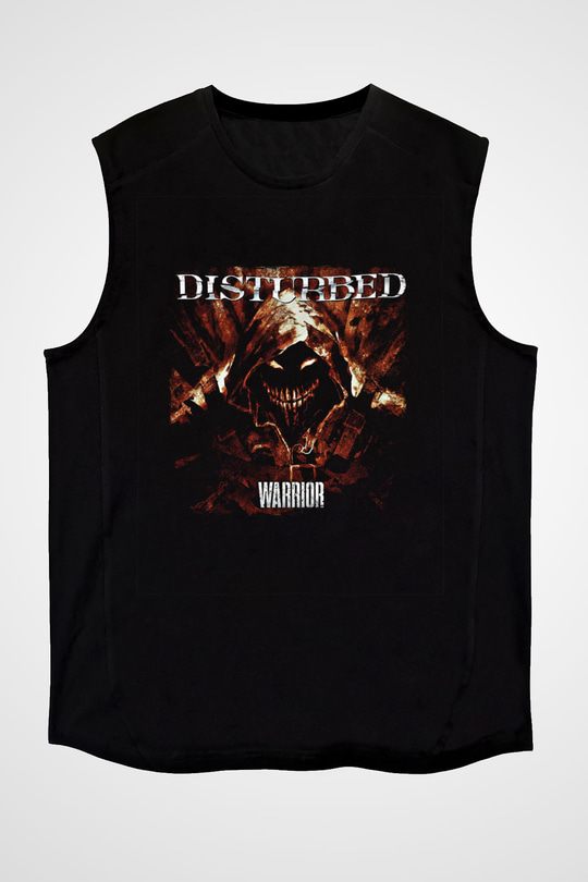 Disturbed Baskılı Unisex Siyah Kolsuz Tişört