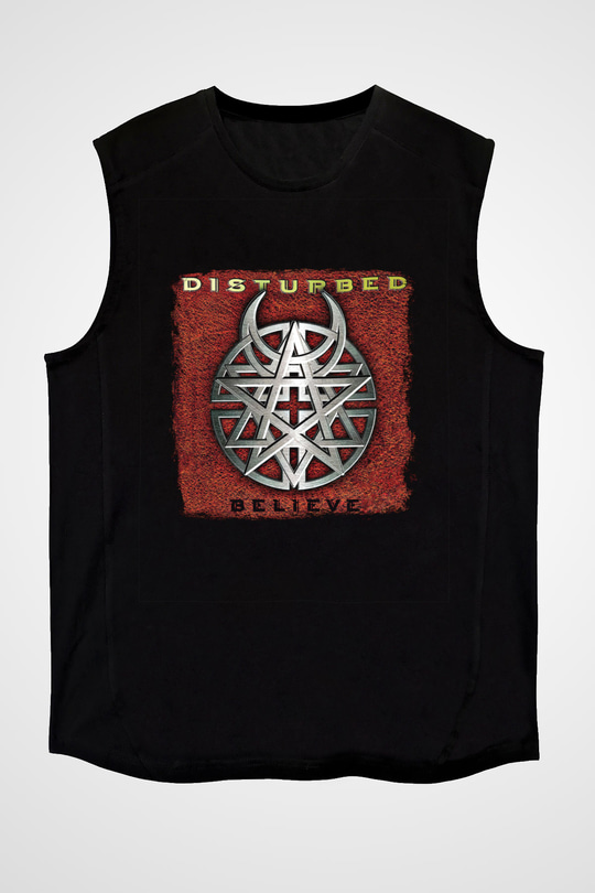 Disturbed Baskılı Unisex Siyah Kolsuz Tişört