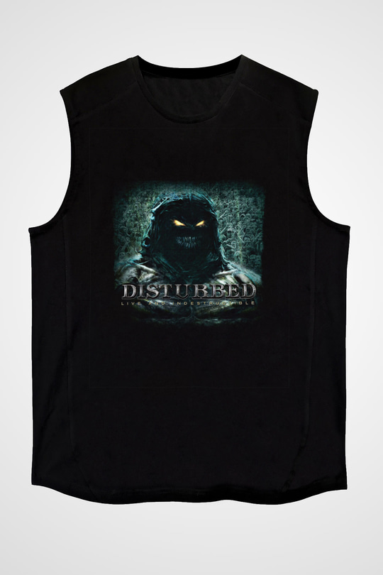 Disturbed Baskılı Unisex Siyah Kolsuz Tişört