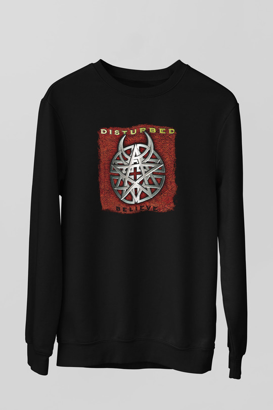Disturbed Baskılı Unisex Siyah Sweatshirt