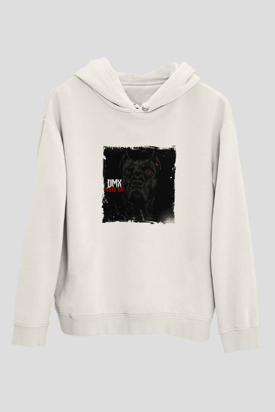 DMX Baskılı Unisex Beyaz Kapüşonlu Sweatshirt