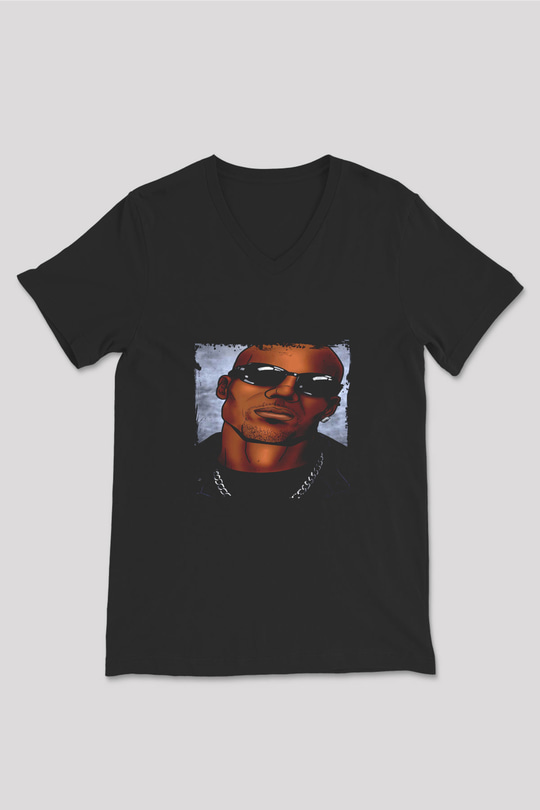 DMX Baskılı Unisex Siyah V Yaka Tişört