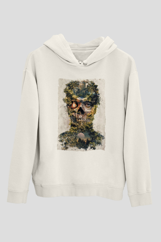 Doğa ve KurukafaBeyaz  Unisex Hoodie