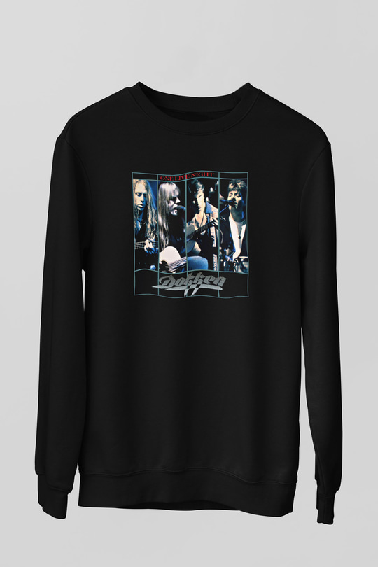 Dokken Baskılı Unisex Siyah Sweatshirt