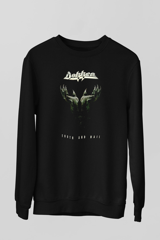 Dokken Baskılı Unisex Siyah Sweatshirt