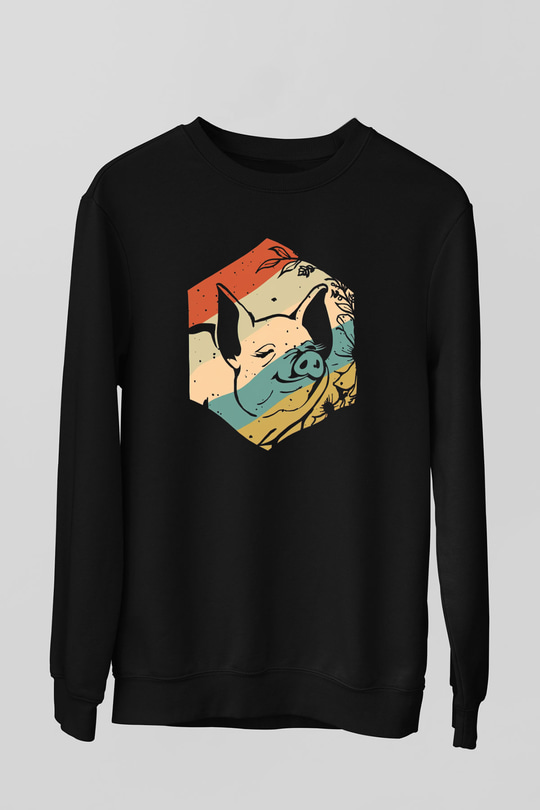 Domuz Siyah Unisex Sweatshirt