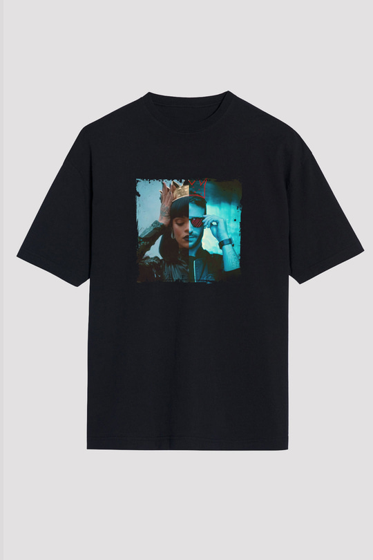 Don Diablo Baskılı Unisex Oversize Siyah Tişört