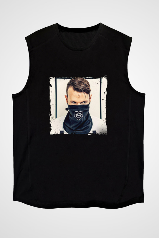 Don Diablo Baskılı Unisex Siyah Kolsuz Tişört