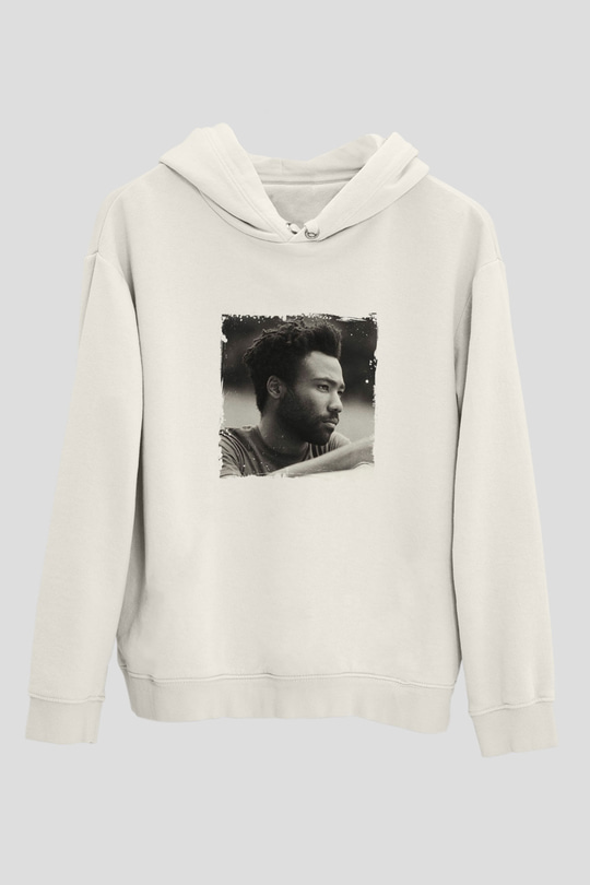 Donald Glover Baskılı Unisex Beyaz Kapüşonlu Sweatshirt