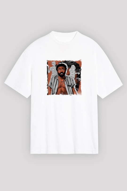 Donald Glover Baskılı Unisex Beyaz Tişört