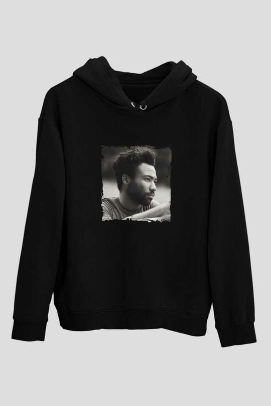 Donald Glover Baskılı Unisex Siyah Hoodie