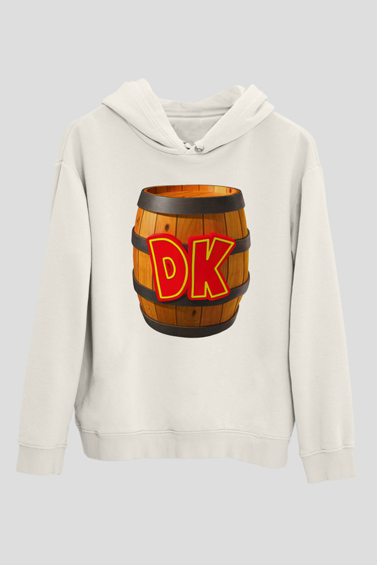 Donkey Kong Beyaz Unisex Kapşonlu Sweatshirt