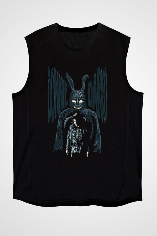 Donnie Darko Baskılı Unisex Siyah Kolsuz Tişört - Tshirt