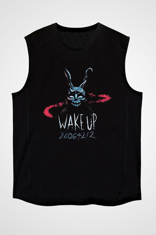 Donnie Darko Baskılı Unisex Siyah Kolsuz Tişört - Tshirt