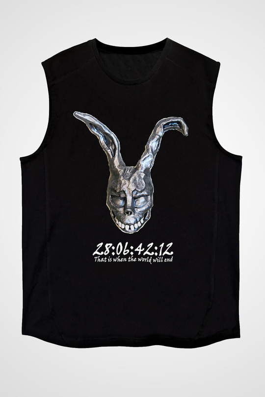 Donnie Darko Baskılı Unisex Siyah Kolsuz Tişört - Tshirt