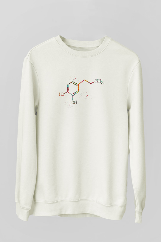 Dopamin Kimyasal Formülü Baskılı Unisex Ekru Sweatshirt