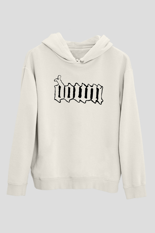 Down Beyaz Unisex Kapşonlu Sweatshirt