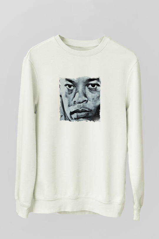Dr. Dre Baskılı Unisex Beyaz Sweatshirt
