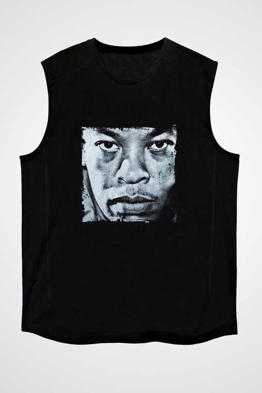 Dr. Dre Baskılı Unisex Siyah Kolsuz Tişört