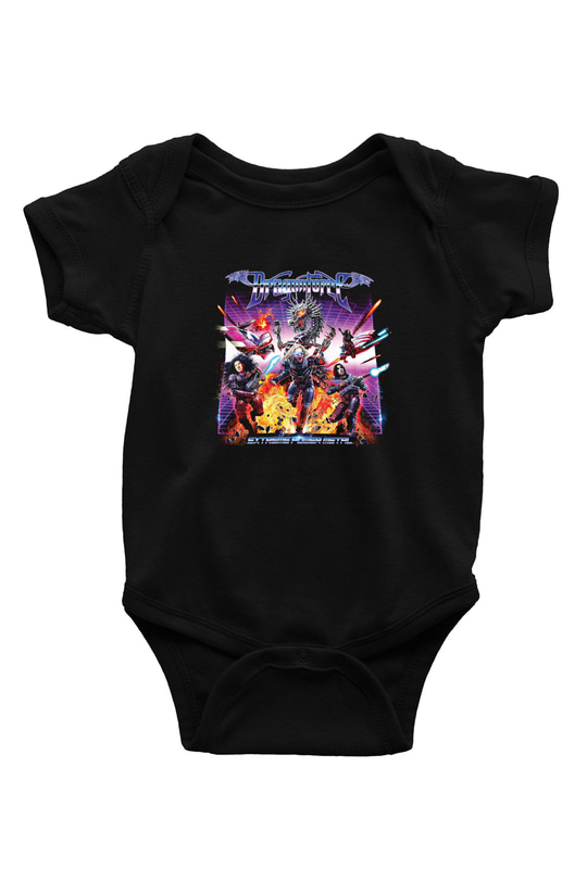 Dragon Force Baskılı Unisex Siyah Bebek Body - Zıbın