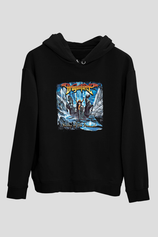 Dragon Force Baskılı Unisex Siyah Hoodie