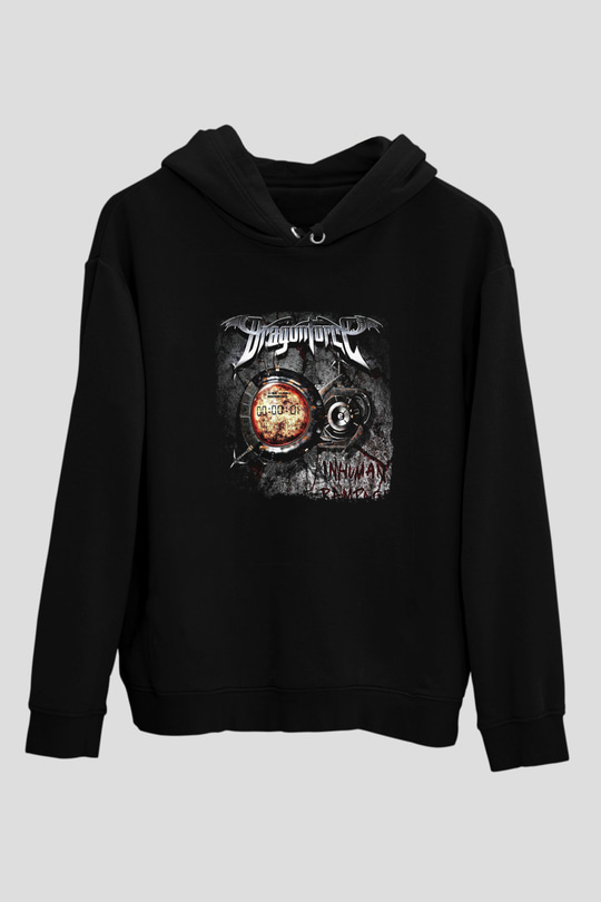 Dragon Force Baskılı Unisex Siyah Hoodie
