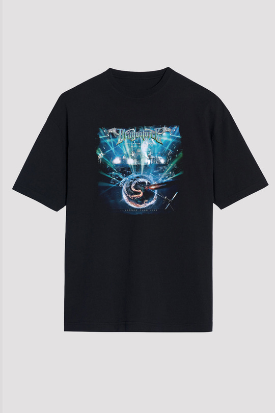 Dragon Force Baskılı Unisex Siyah Oversize Tişört