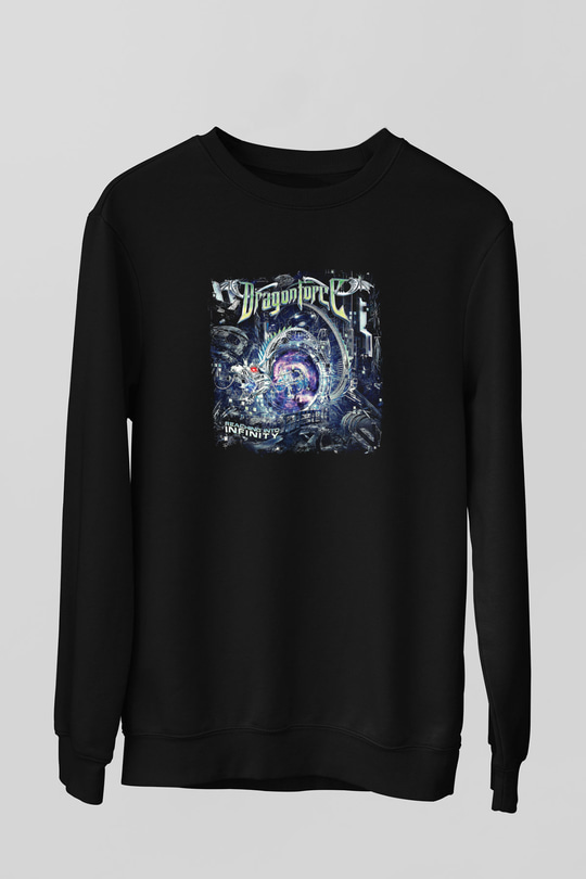 Dragon Force Baskılı Unisex Siyah Sweatshirt