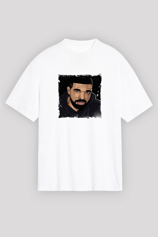 Drake Baskılı Unisex Beyaz Tişört