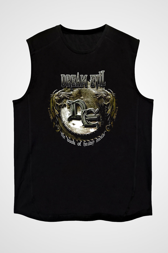 Dream Evil Baskılı Unisex Siyah Kolsuz Tişört - Tshirt